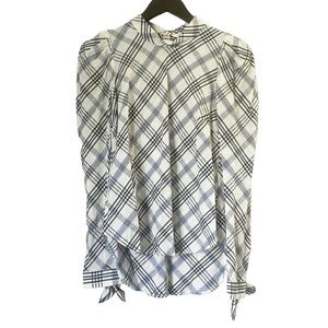 VERONICA BEARD Isabel Blue Plaid Blouse Top 2